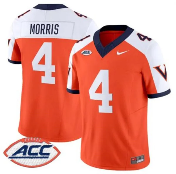 Virginia Cavaliers #4 Chandler Morris Orange White Gratitude Limited Football Jersey