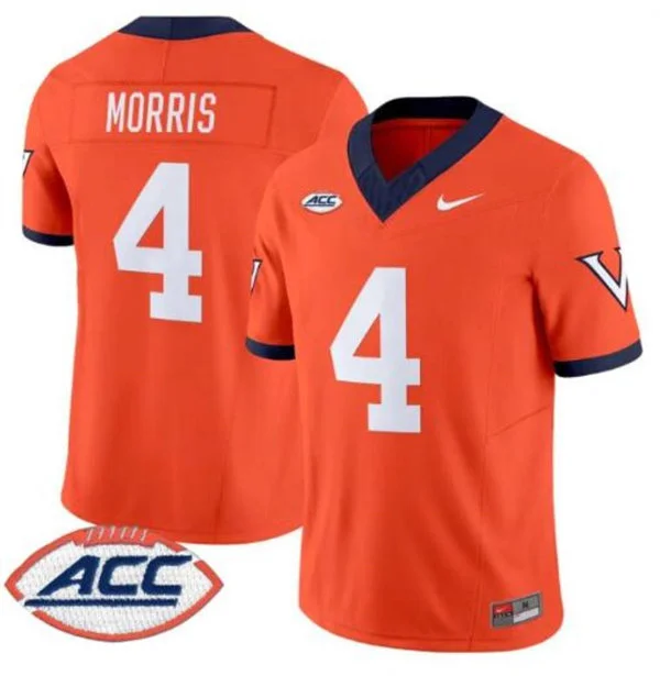 Virginia Cavaliers #4 Chandler Morris Orange 1995 Throwback Football Jersey