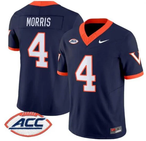Virginia Cavaliers #4 Chandler Morris Jersey Navy 1995 Throwback Football Jersey