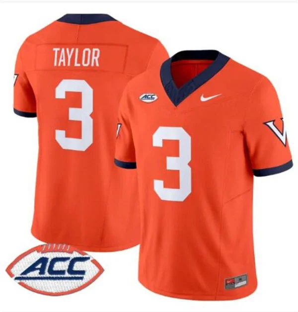 Virginia Cavaliers #3 J'Mari Taylor Orange 1995 Throwback Football Jersey