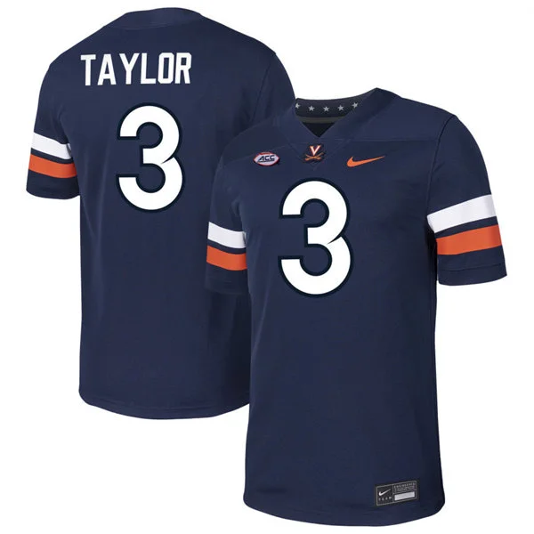 Virginia Cavaliers #3 J'Mari Taylor Navy 2025 Football Game Jersey