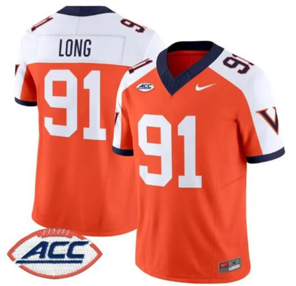 Virginia Cavaliers Retired Player #91 Chris Long Orange White Gratitude Limited Football Jersey