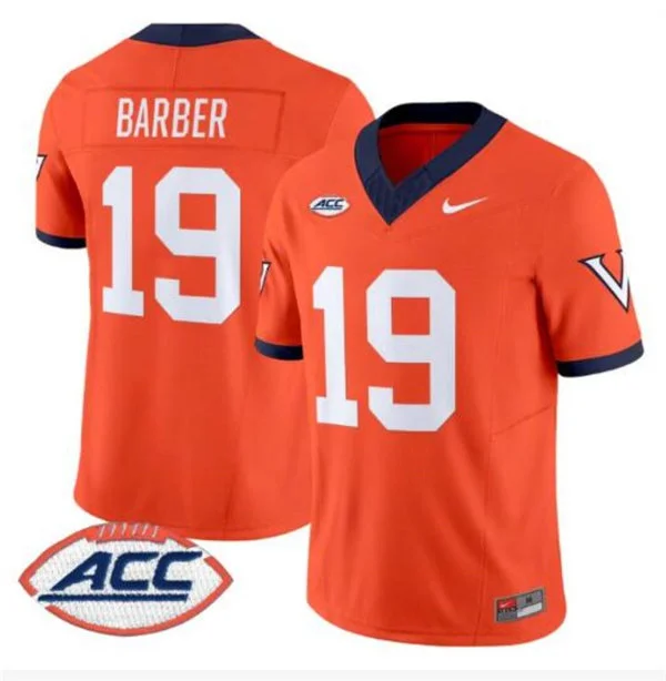 Virginia Cavaliers Retired Player #19 Rond Barber Orange 1995 Throwback Football Jersey