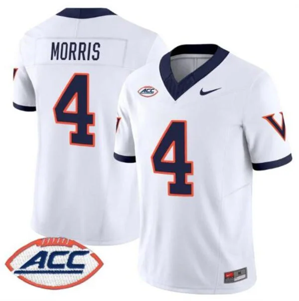 Virginia Cavaliers #4 Chandler Morris White 1995 Throwback Football Jersey