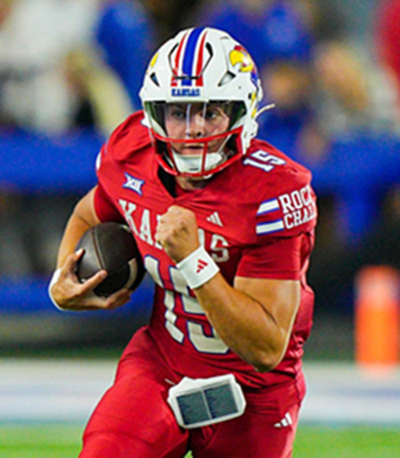 Kansas Jayhawks 15 Cole Ballard Adidas 2025 Red  Football Game Jersey