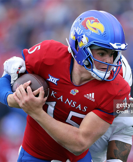 Kansas Jayhawks #15 Cole Ballard  Adidas Red College Football Game Jersey