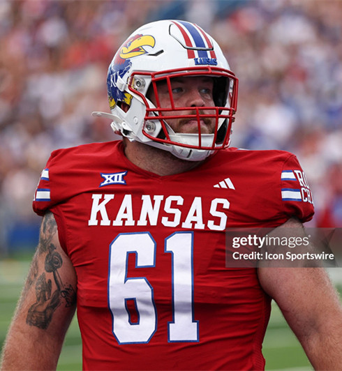 Kansas Jayhawks #61 Bryce Foster Adidas 2025 Red  Football Game Jersey