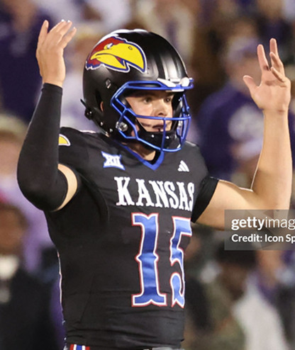 Kansas Jayhawks #15 Cole Ballard  Adidas Alternate 2023 BLACKHAWK Football Jersey