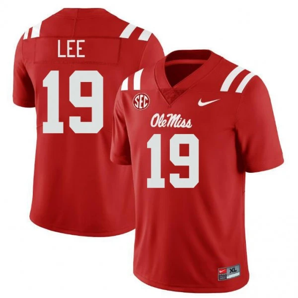 Ole Miss Rebels #19 Cayden Lee Red College Football Game Jersey