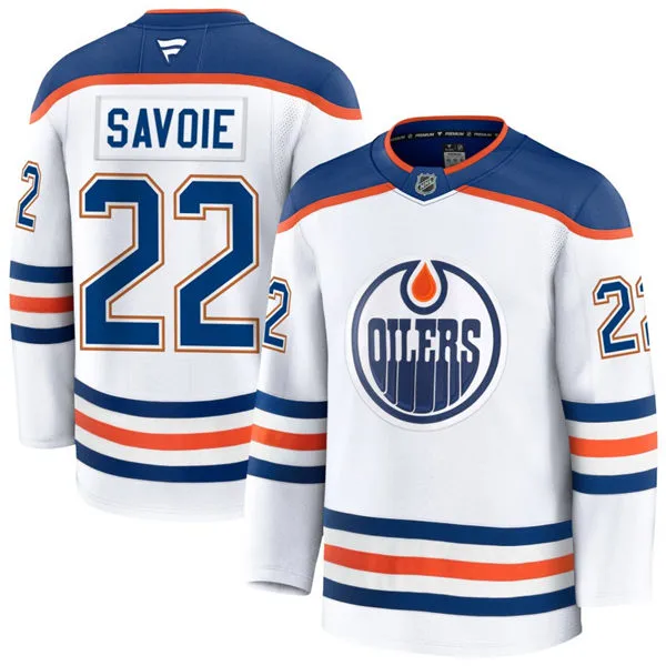 Men's Edmonton Oilers #22 Matt Savoie Fanatics Away White Player Jersey