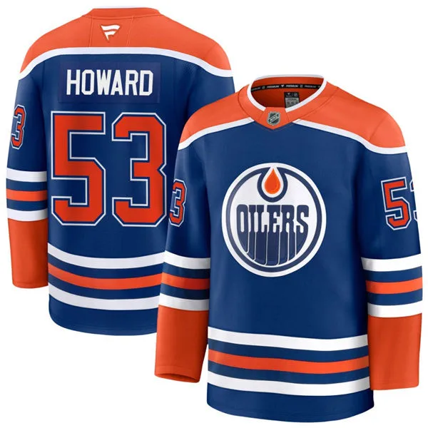 Men's Edmonton Oilers #53 Isaac Howard Fanatics Home Royal Premium Jersey