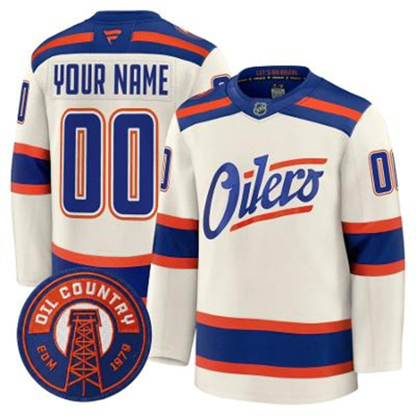 Edmonton Oilers Custom Cream Alternate Oil Country Jersey