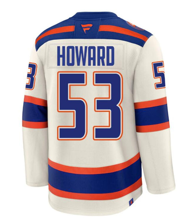 Men's Edmonton Oilers #53 Isaac Howard Cream Alternate Oil Country Jersey