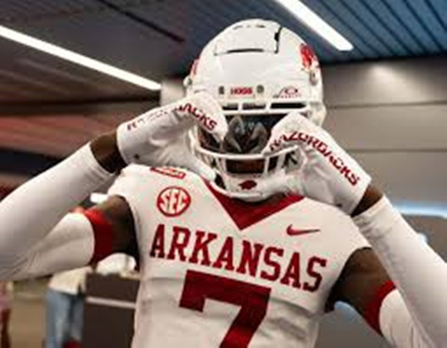 Arkansas Razorbacks #7 KJ Jackson Nike White Football Game Jersey