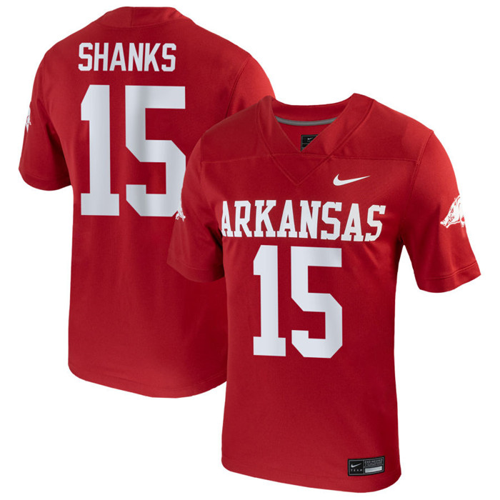 Arkansas Razorbacks #15 Kam Shanks Nike Cardinal Football Game Jersey