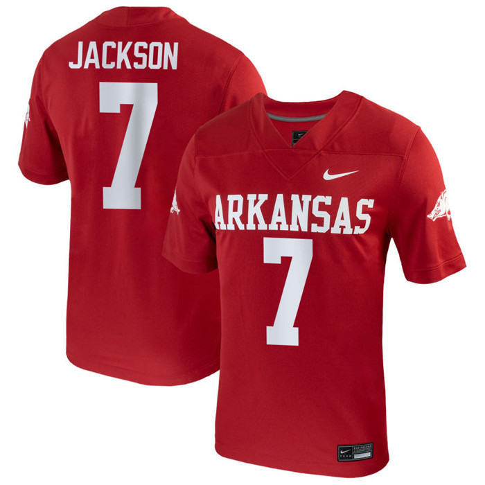 Arkansas Razorbacks #7 KJ Jackson Nike Cardinal Football Game Jersey