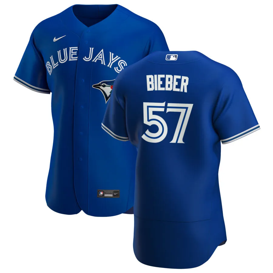 Mens Toronto Blue Jays #57 Shane Bieber Nike Royal Alternate Limited Player Jersey