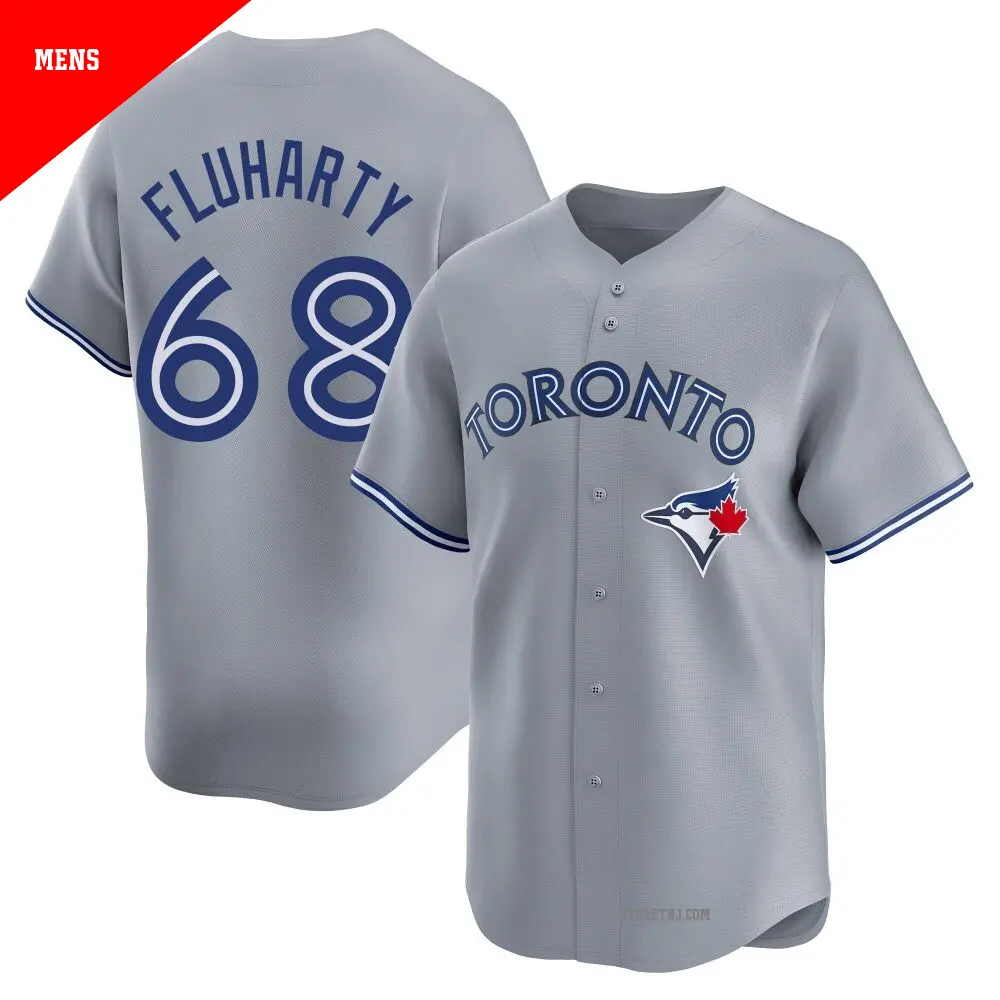 Mens Toronto Blue Jays #68 Mason Fluharty Nike Gray Road Limited Player Jersey