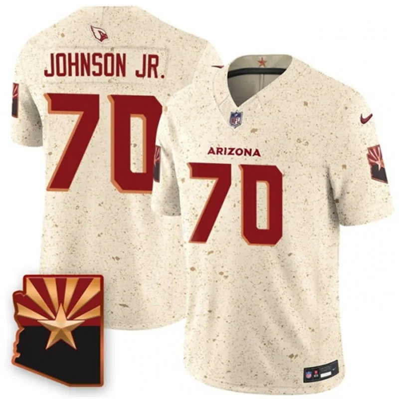 Men Arizona Cardinals #70 Paris Johnson Jr Sand 2025 Rivalries Collection Vapor F.U.S.E. Limited Jersey