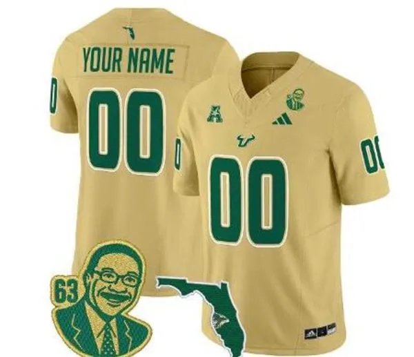 South Florida Bulls Custom 2025 Gold Football Game Jersey