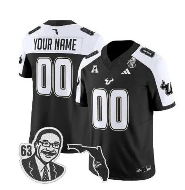 South Florida Bulls Custom Black White Gratitude Limited Football Jersey