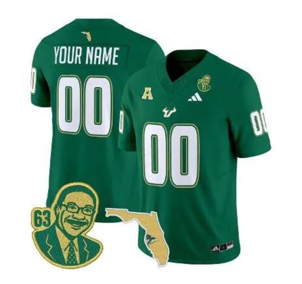 South Florida Bulls Custom 2025 Green Football Game Jersey