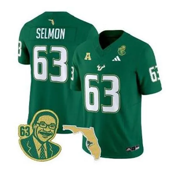 South Florida Bulls #63 Lee Roy Selmon 2025 Green Football Game Jersey