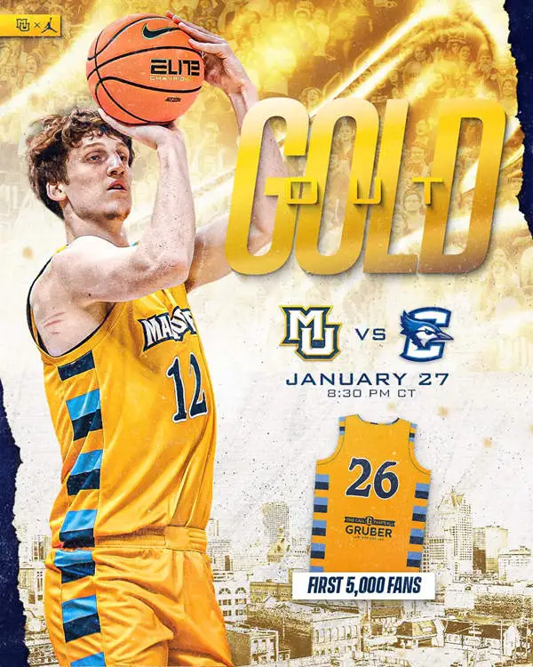 Marquette Golden Eagles Custom Gold Basketball Retro Jersey