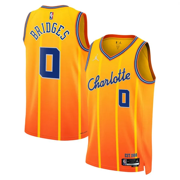 Men's Charlotte Hornets #0 Miles Bridges Orange 2025-26 City Edition Swingman Jersey