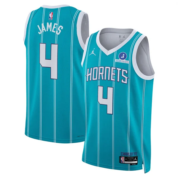 Men's Charlotte Hornets #4 Sion James Teal Icon Edition Swingman Jersey