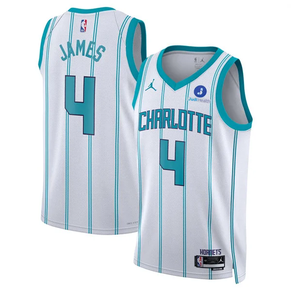 Men's Charlotte Hornets #4 Sion James White Association Edition Swingman Jersey