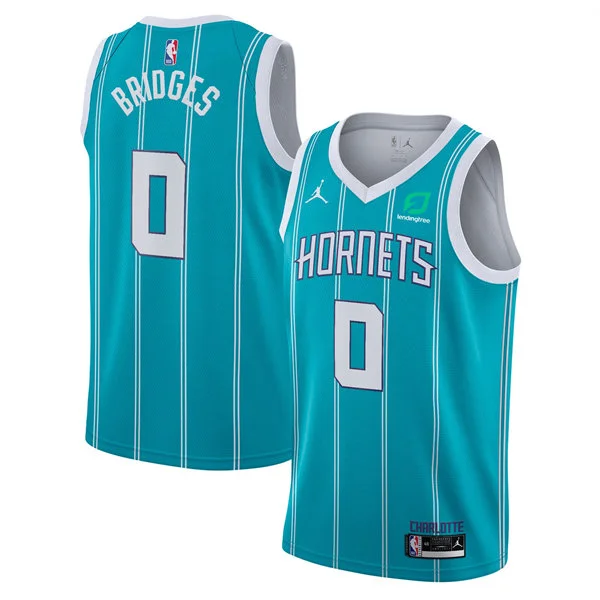 Men's Charlotte Hornets #0 Miles Bridges Teal Icon Edition Swingman Jersey