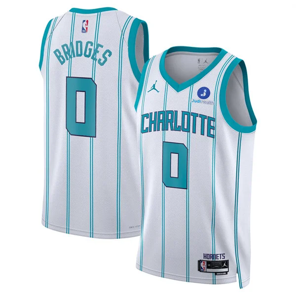 Men's Charlotte Hornets #0 Miles Bridges White Association Edition Swingman Jersey