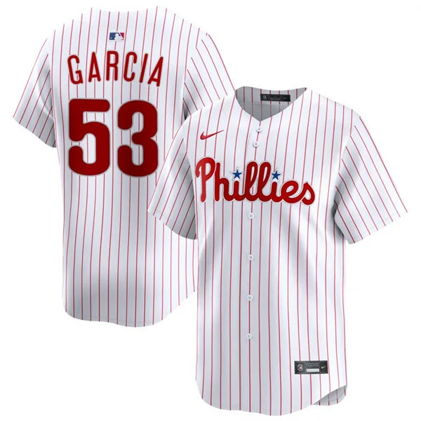 Mens Philadelphia Phillies #53 Adolis Garcia Nike White Pinstripe Home Limited Jersey