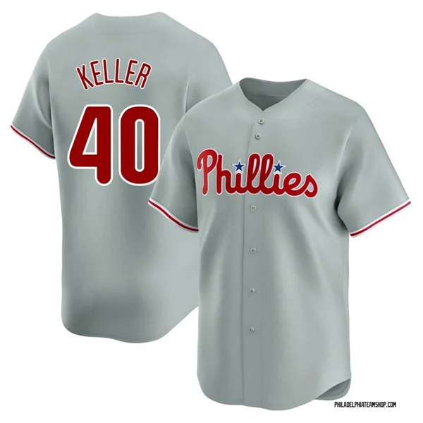 Mens Philadelphia Phillies #40 Brad Keller Nike Gray Road Vapor Limited Jersey