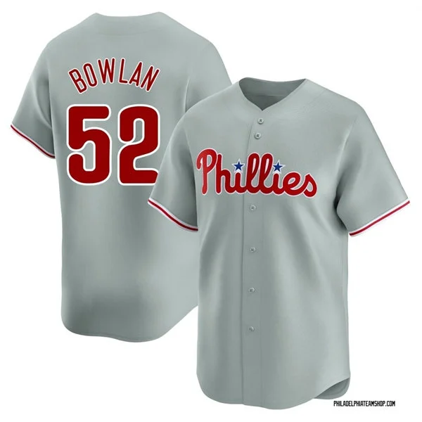 Mens Philadelphia Phillies #52 Jonathan Bowlan Nike Gray Road Vapor Limited Jersey