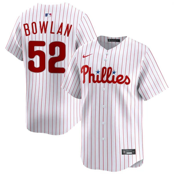Mens Philadelphia Phillies #52 Jonathan Bowlan Nike White Pinstripe Home Limited Jersey