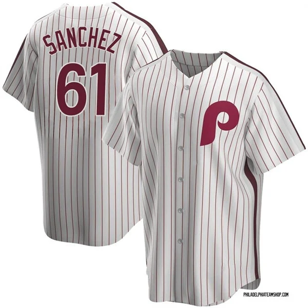 Mens Philadelphia Phillies #61 Cristopher Sanchez Nike White Cooperstown Collection Jersey