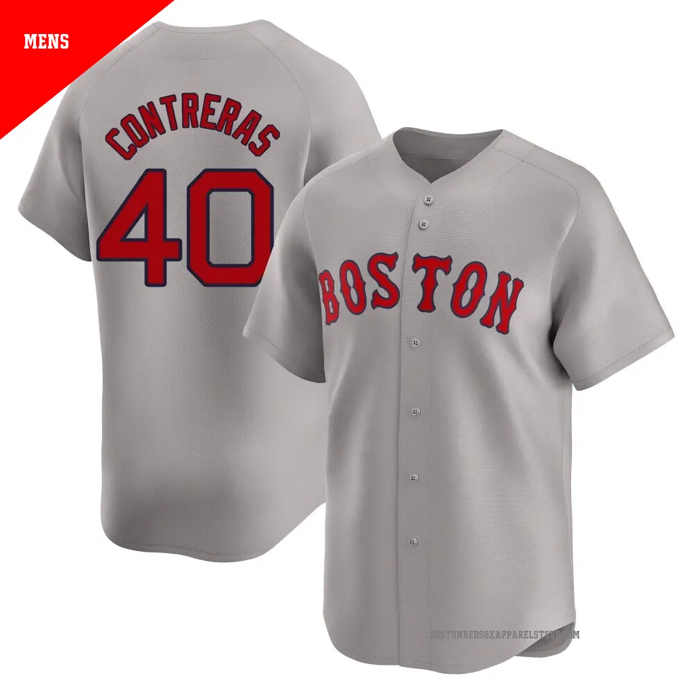Men's Boston Red Sox #40 Willson Contreras Nike Road Gray Limted Jersey