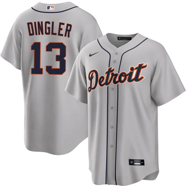 Men's Detroit Tigers #13 Dillon Dingler Nike Gray Road Limited Player Jersey