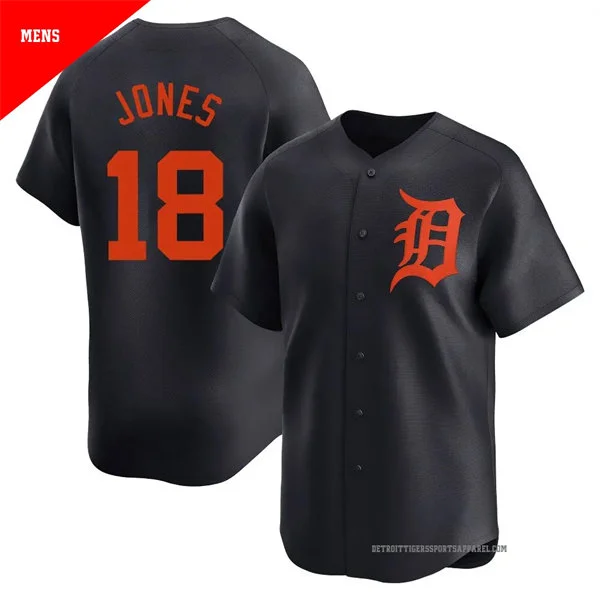 Men's Detroit Tigers #18 Jahmai Jones Nike Navy Orange Limited Player Jersey