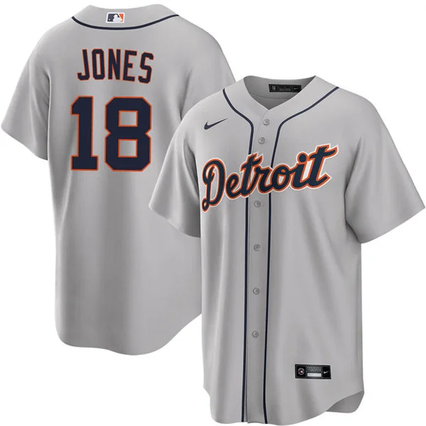 Men's Detroit Tigers #18 Jahmai Jones  Nike Gray Road Limited Player Jersey