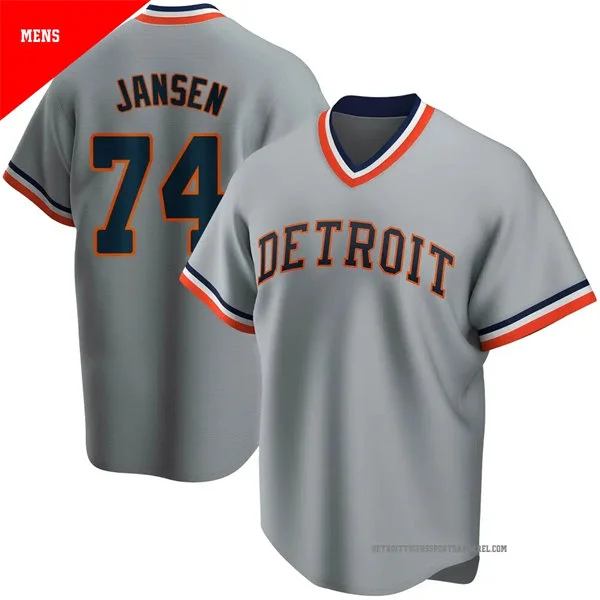 Men's Detroit Tigers #74 Kenley Jansen Nike Gray Pullover Cooperstown Collection Jersey