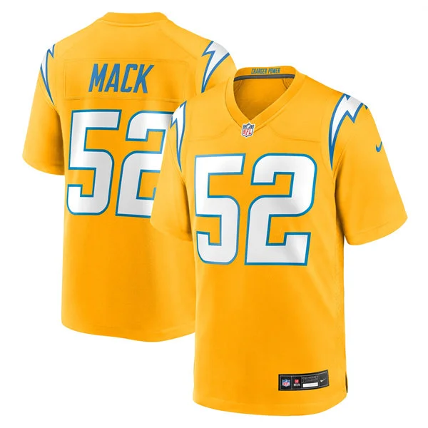Mens Los Angeles Chargers #52 Khalil Mack Nike Gold Alternate Charger Power Vapor F.U.S.E. Limited Jersey