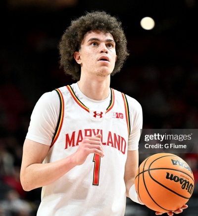 Maryland Terrapins #1 Darius Adams 2025 White College Basketball Game Jersey