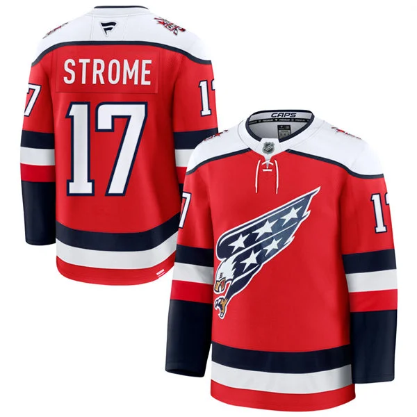 Men's Washington Capitals #17 Dylan Strome Red Screaming Eagle Alternate Premium Jersey