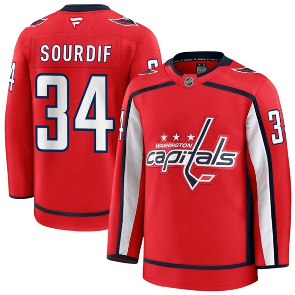 Men's Washington Capitals #34 Justin Sourdif Fanatics Home Red Premium Jersey