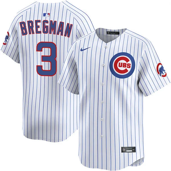 Mens Chicago Cubs #3 Alex Bregman Nike White Pinstripe Home Limited Jersey