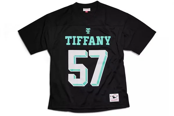 Mens #57 Tiffany x Mitchell & Ness Black Football Jersey