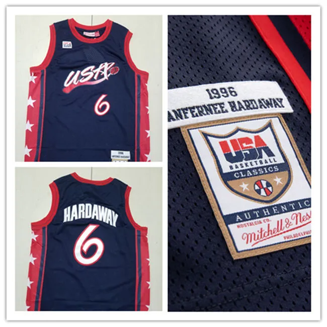 Team USA Basketball #6 Penny Hardaway 1996 Olympics Throwback Jersey Navy